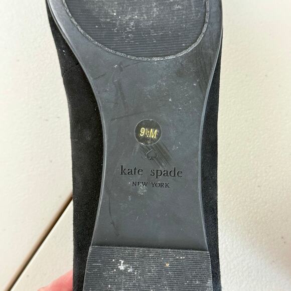 Kate Spade Black "York" Suede Gold Accent Ballet Flats Sz 9.5 MSRP $198 - Picture 7 of 7